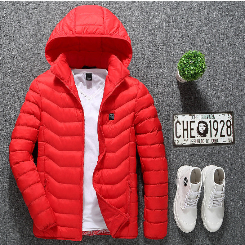 Winter Heated Jacket USB Electric Cotton Coat Zip-up Heater Thermal Clothing Heating Vest For Men