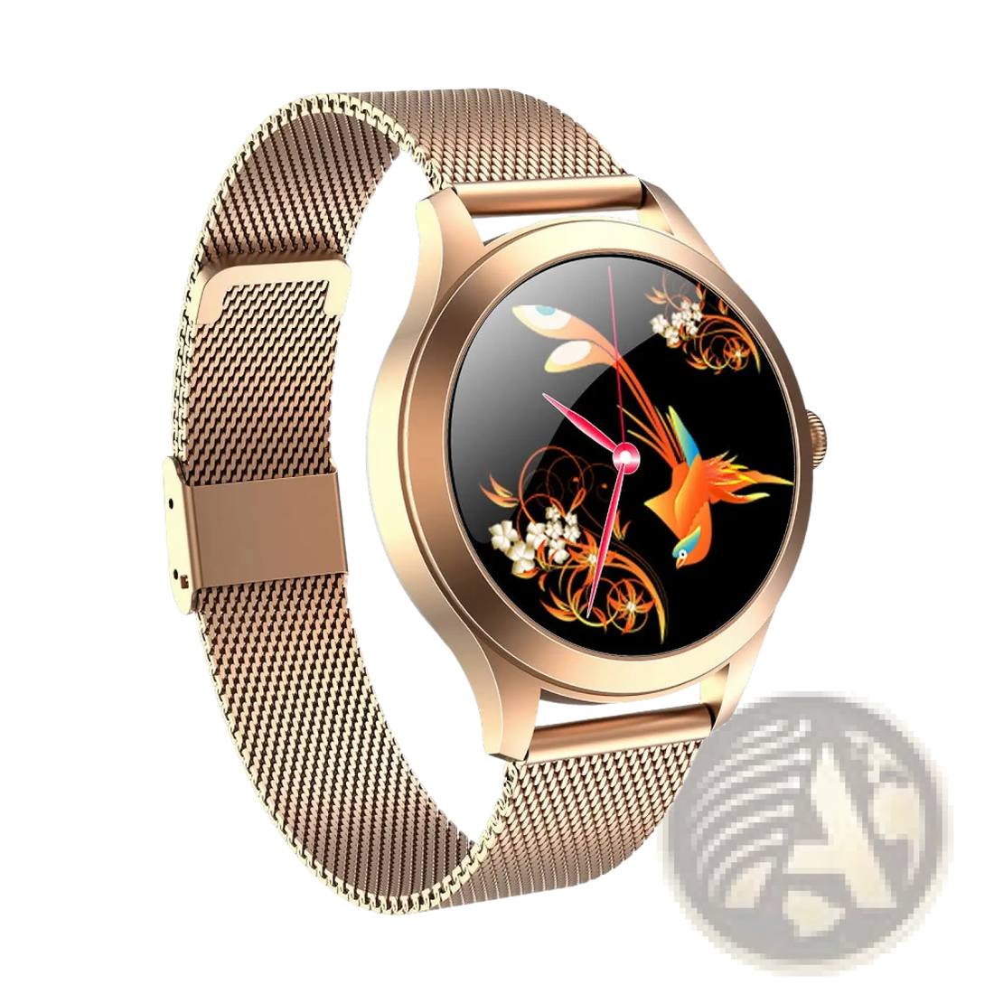 Kw10 Pro Women Rose Gold Mesh Smartwatch with Butterfly Dial
