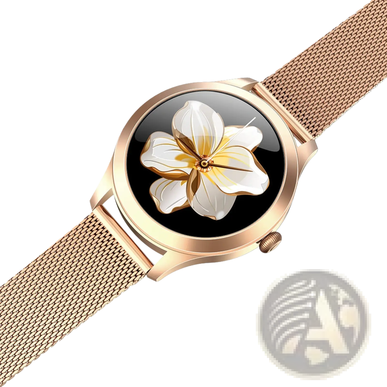 Kw10 Pro Women Rose Gold Mesh Smartwatch with Butterfly Dial