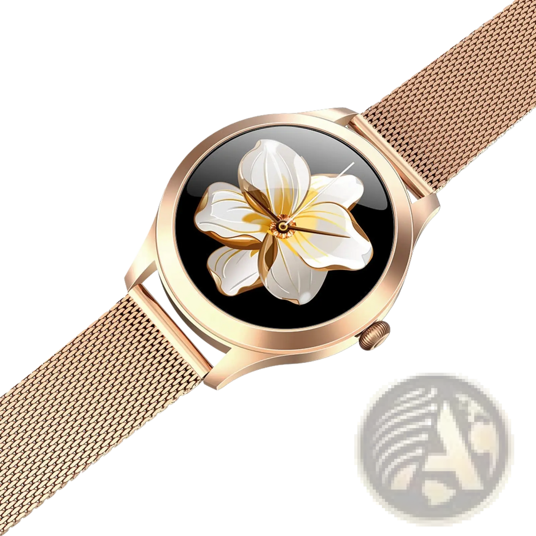 Kw10 Pro Women Rose Gold Mesh Smartwatch with Butterfly Dial