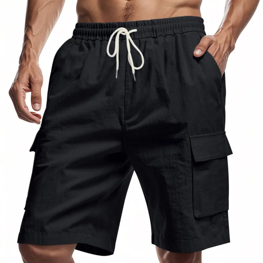 Men's Relaxed Linen Cargo Drawstring Shorts