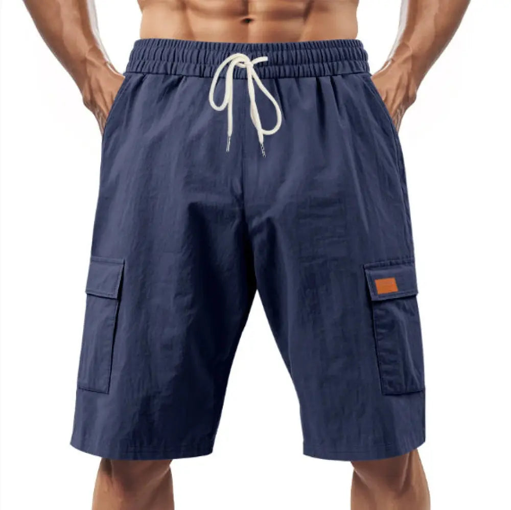 Men's Relaxed Linen Cargo Drawstring Shorts