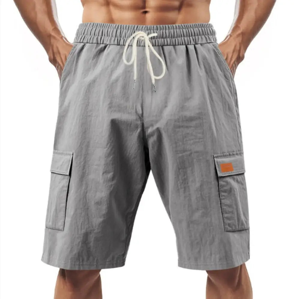 Men's Relaxed Linen Cargo Drawstring Shorts