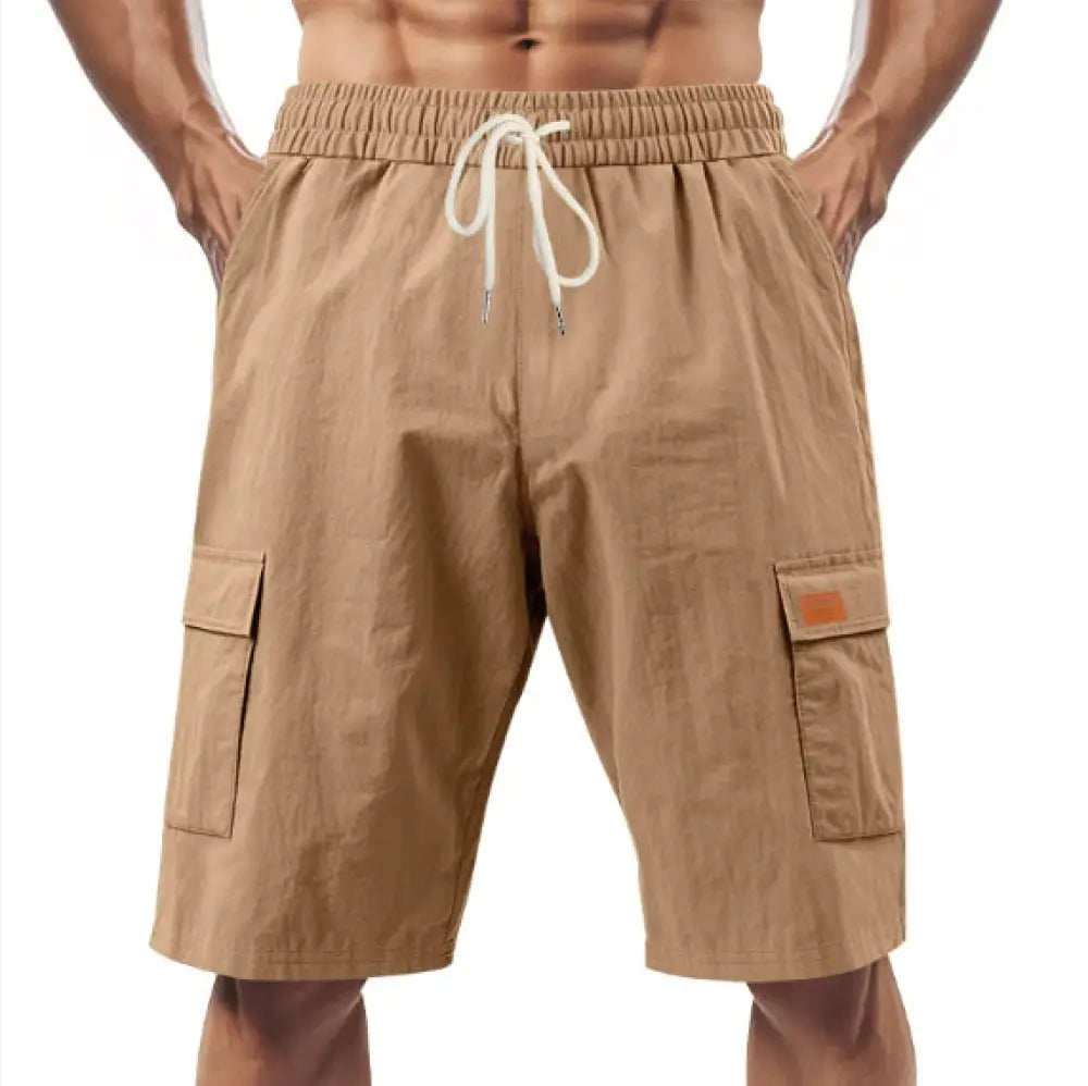Men's Relaxed Linen Cargo Drawstring Shorts