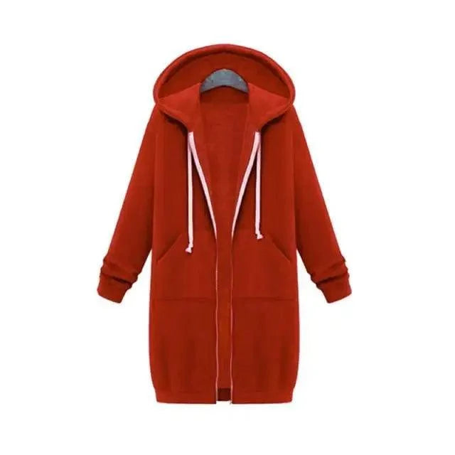 Luxury Women's Autumn Winter Thickening Hoodies Leisure Loose Hooded Jackets Pockets Plus Size Sweatshirt Sports Dresses Outwear Women's Hooded Flannel Jacket Casual Fleece Windbreaker Hoodie