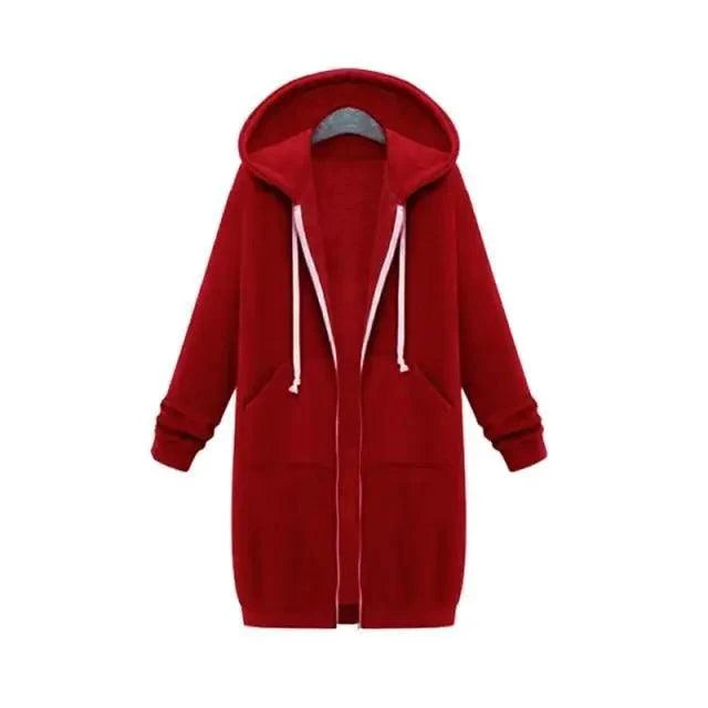 Luxury Women's Autumn Winter Thickening Hoodies Leisure Loose Hooded Jackets Pockets Plus Size Sweatshirt Sports Dresses Outwear Women's Hooded Flannel Jacket Casual Fleece Windbreaker Hoodie