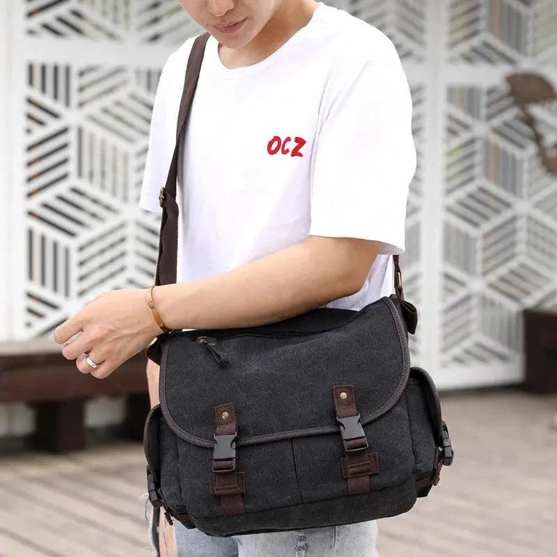 Men's Canvas Shoulder Bag - Multifunctional Messenger Bag