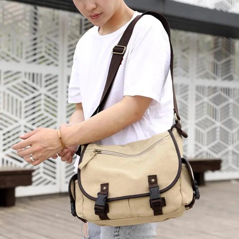 Men's Canvas Shoulder Bag - Multifunctional Messenger Bag