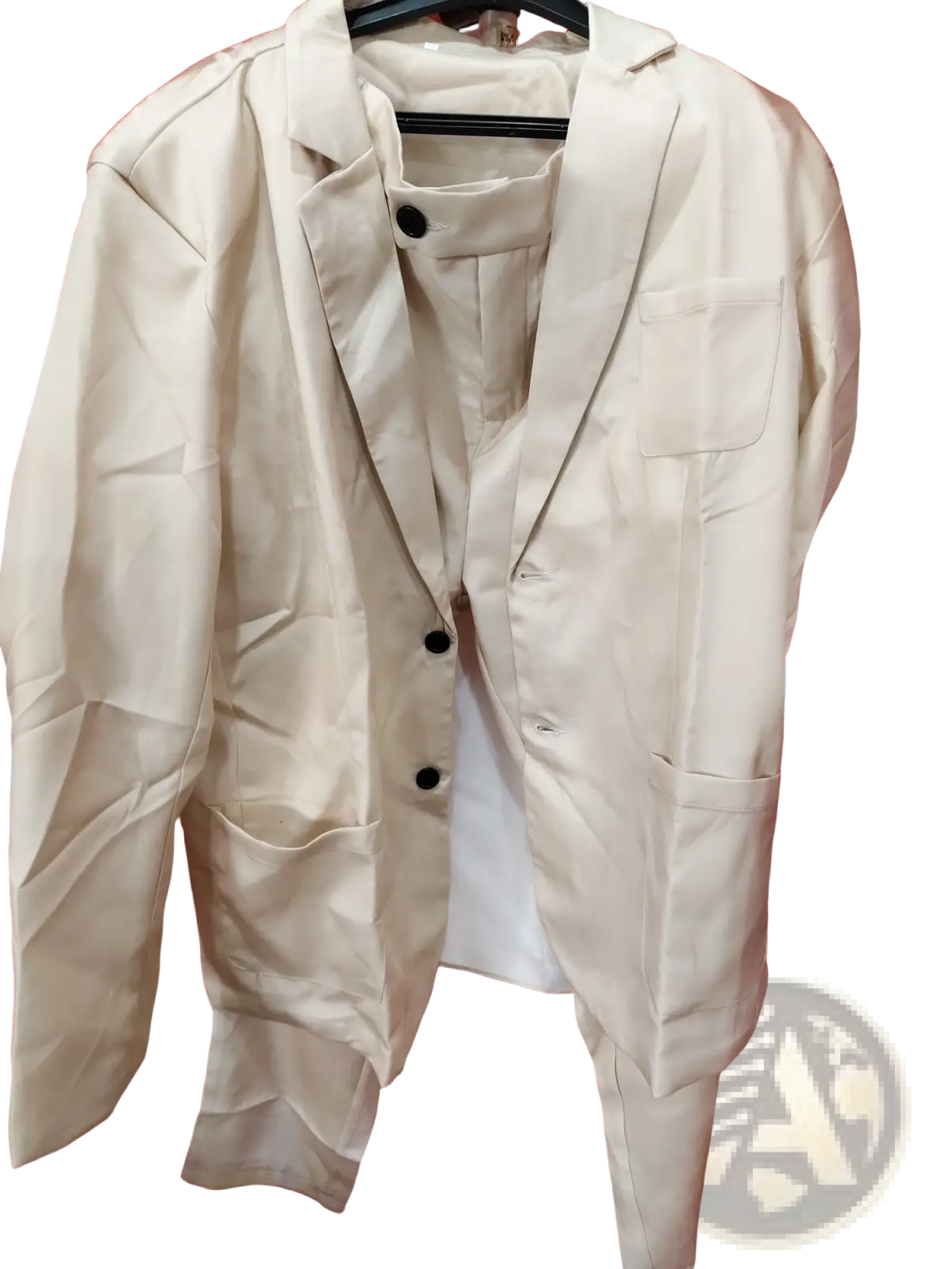 Men Beige Linen Two Piece Suit