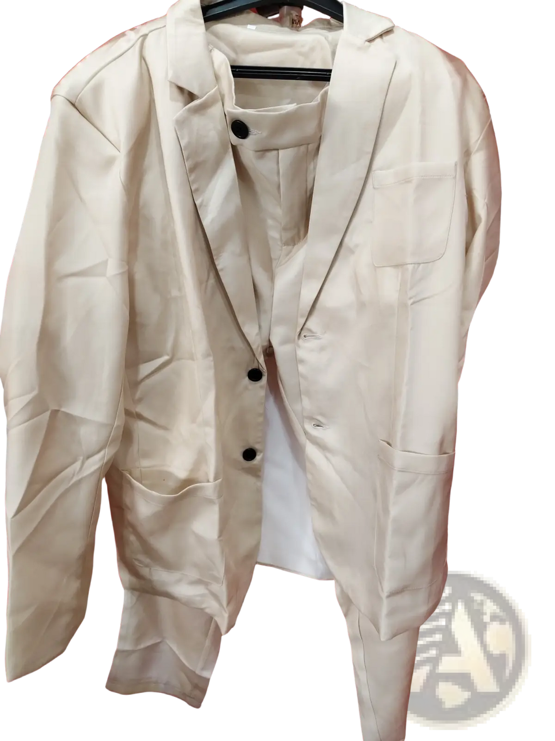 Men Beige Linen Two Piece Suit