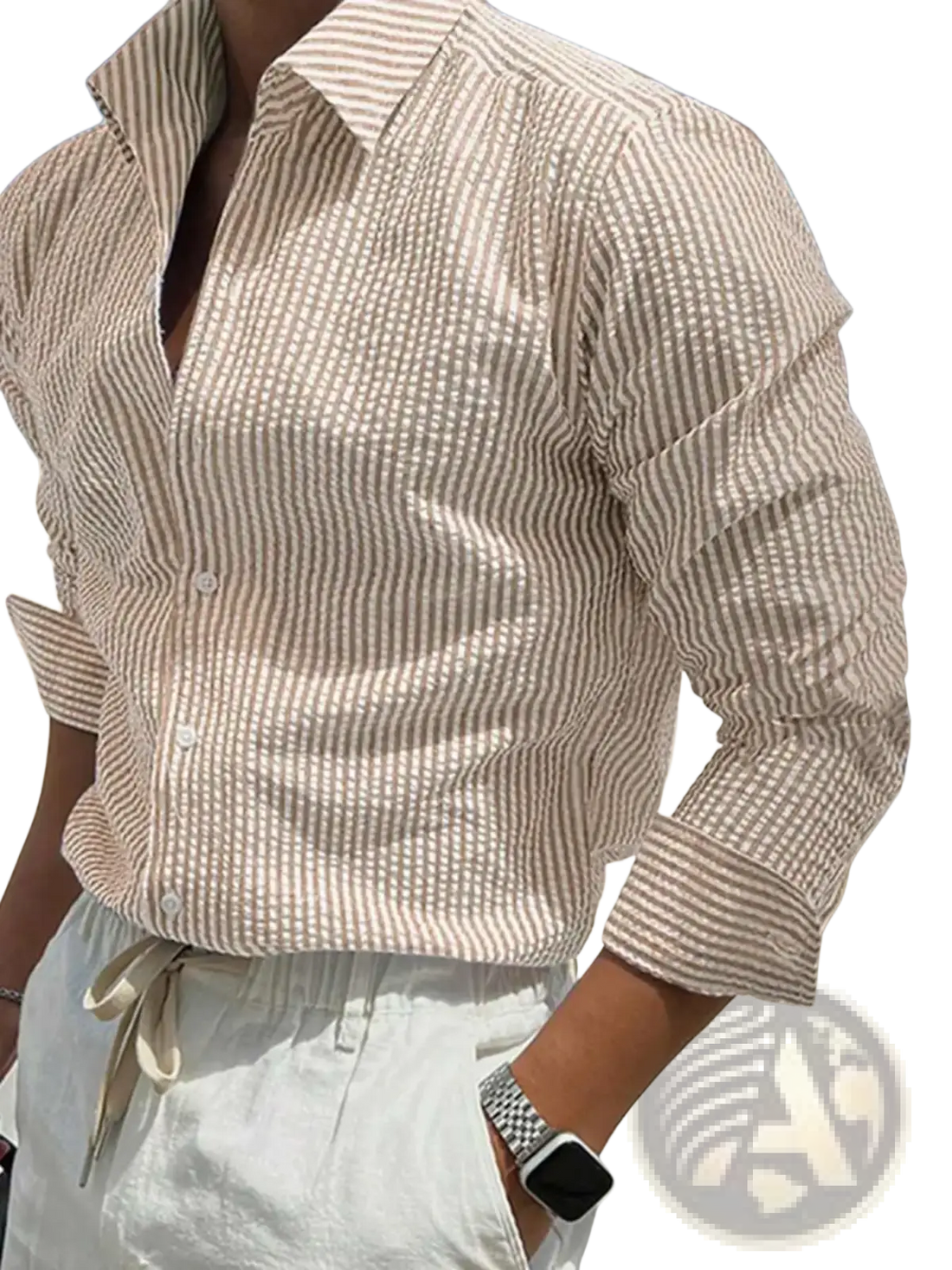 Men's Long Sleeve Striped Shirt with Loose Fit Stylish Comfortable Casual Wear for All Seasons Ideal for Outdoor Activities