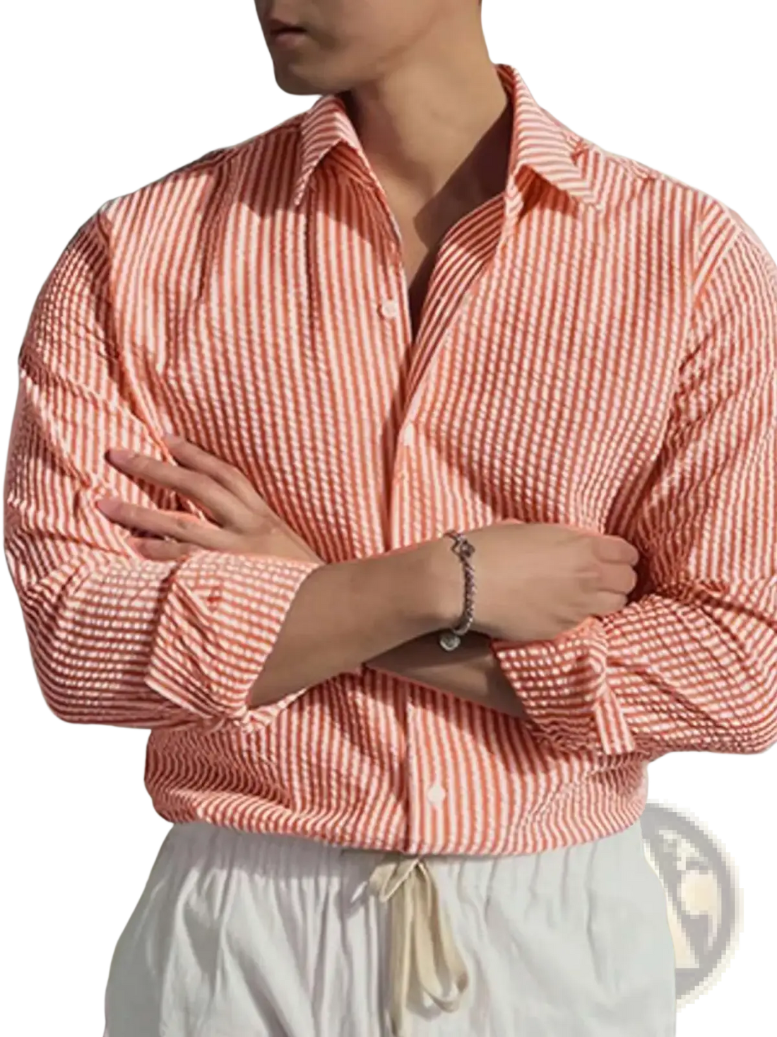 Men's Long Sleeve Striped Shirt with Loose Fit Stylish Comfortable Casual Wear for All Seasons Ideal for Outdoor Activities