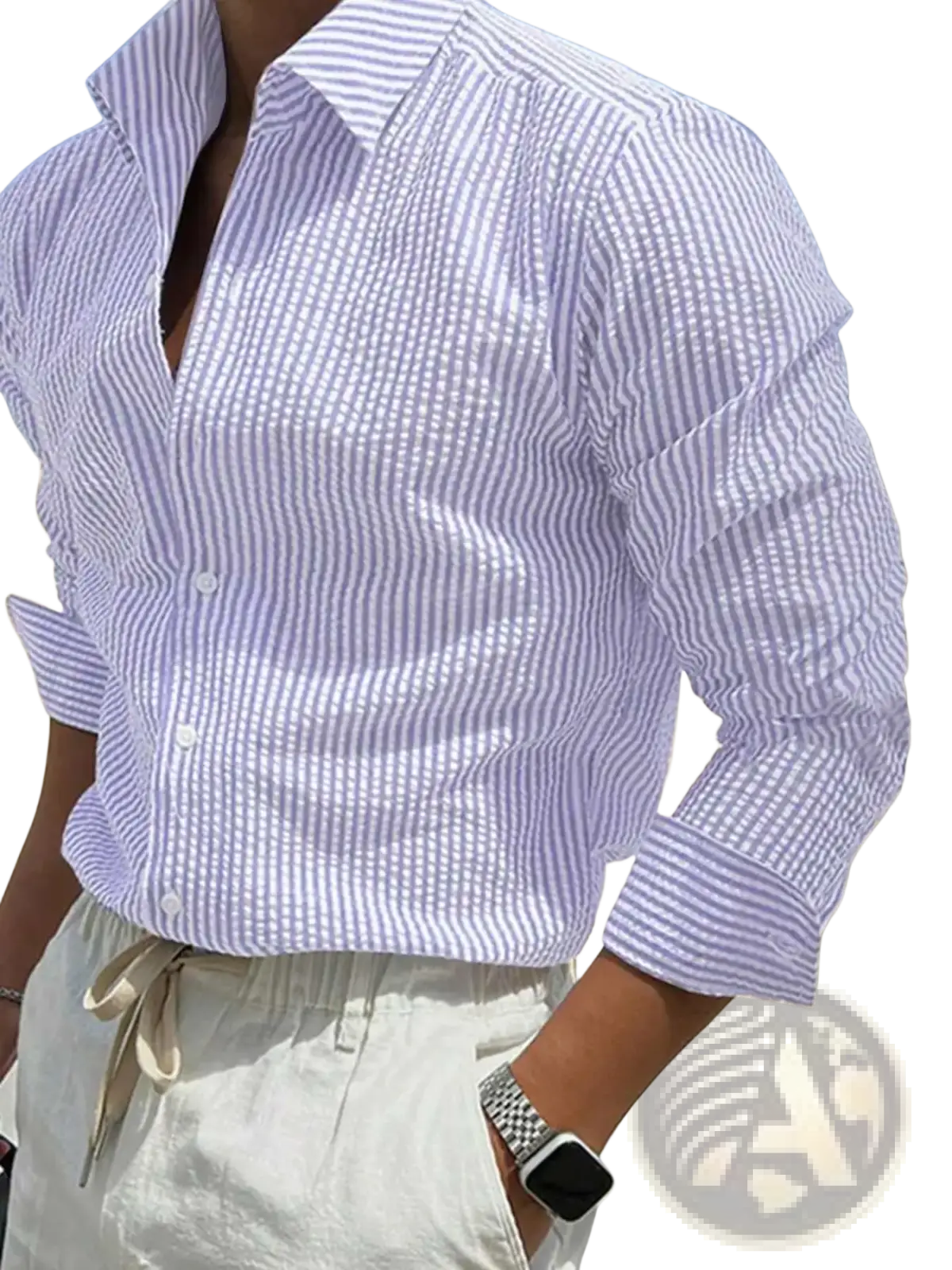 Men's Long Sleeve Striped Shirt with Loose Fit Stylish Comfortable Casual Wear for All Seasons Ideal for Outdoor Activities