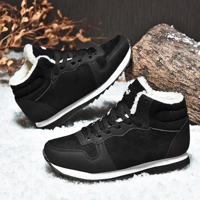 Men Boots Waterproof Winter Boots Men Lightweight Hight Top Plus 48 No Slip Warm Snow Boots Plush Women Footwear Leather Shoes
