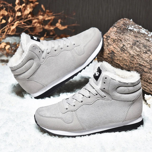 Men Boots Waterproof Winter Boots Men Lightweight Hight Top Plus 48 No Slip Warm Snow Boots Plush Women Footwear Leather Shoes