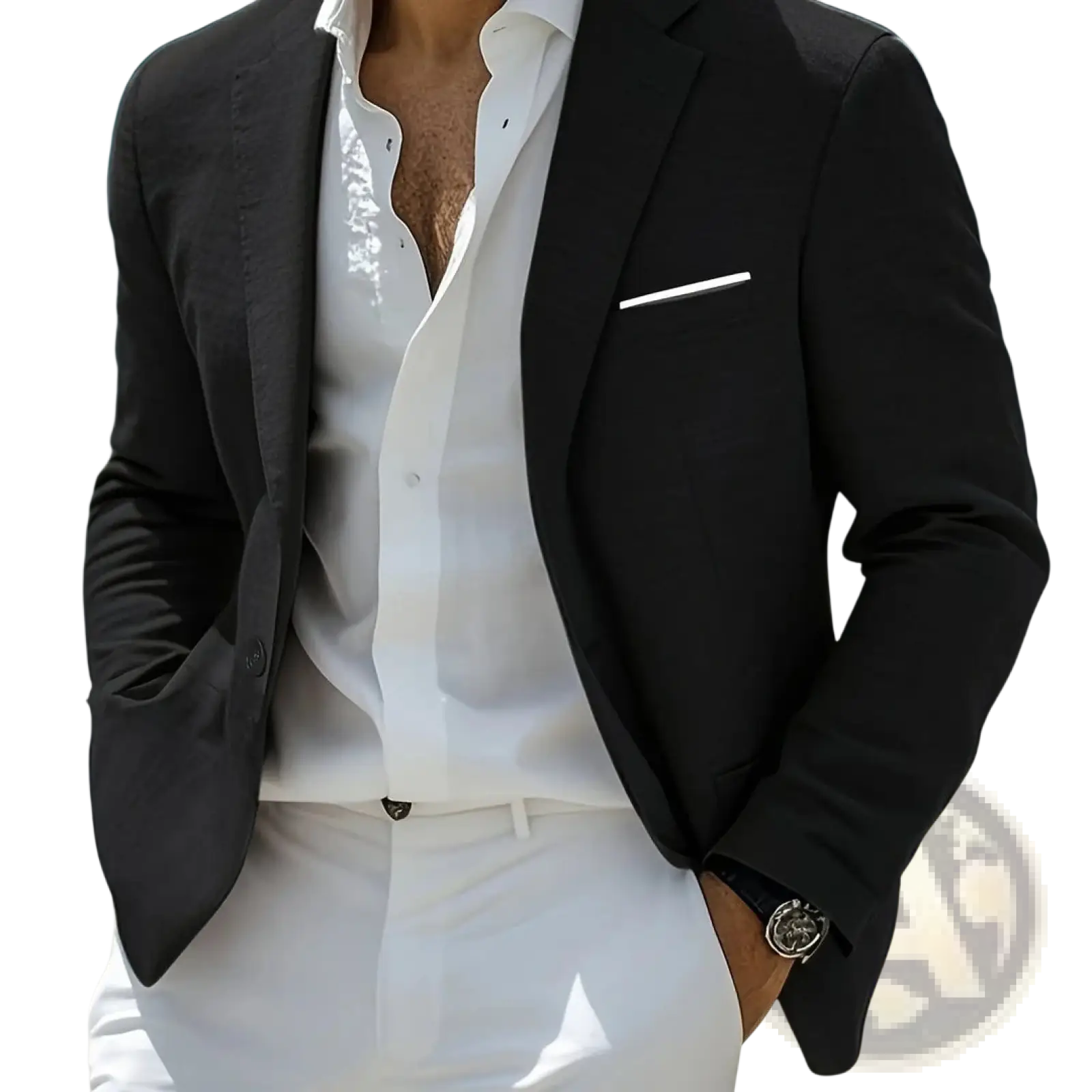 Men Casual Digital Print Suit Two Piece Set