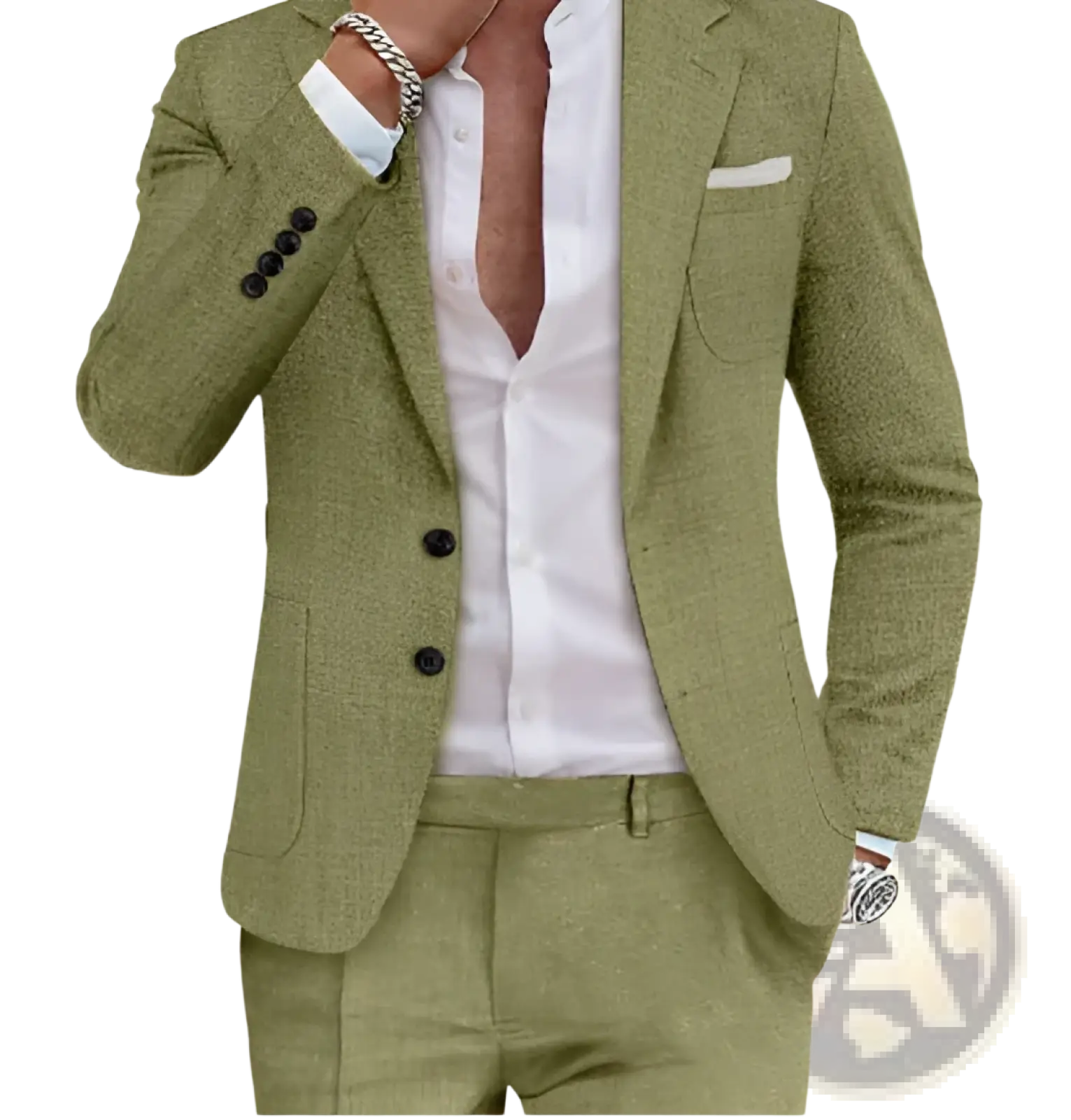 Men Casual Digital Print Suit Two Piece Set