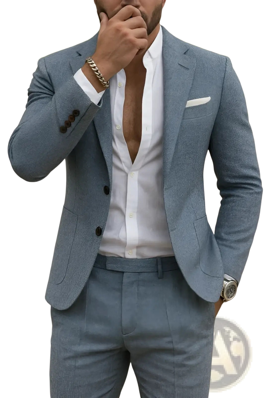Men Casual Digital Print Suit Two Piece Set