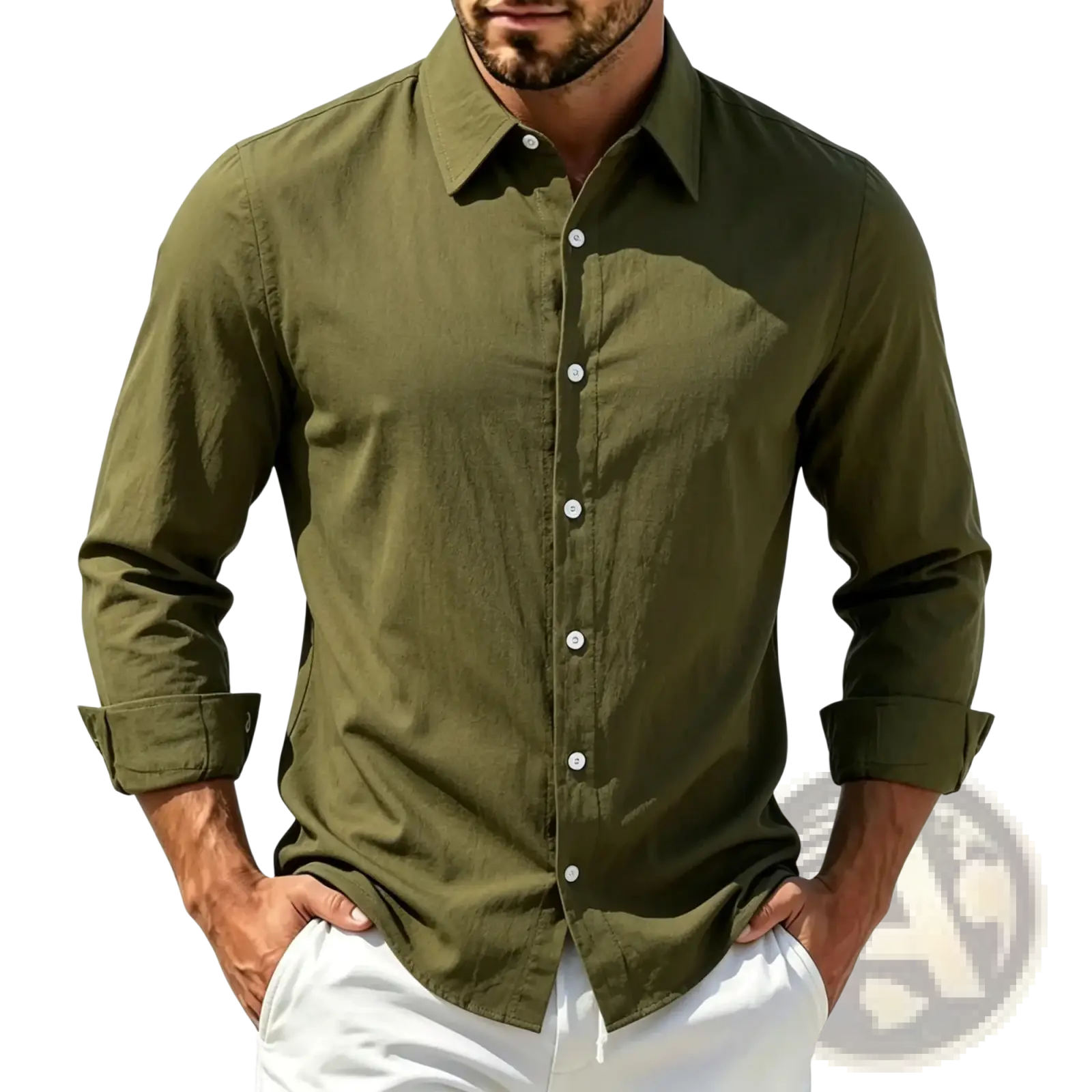 Men Cotton Casual Long Sleeve Shirt