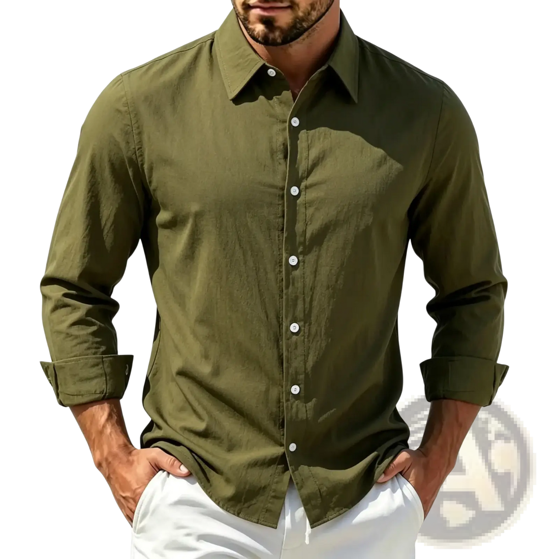 Men Cotton Casual Long Sleeve Shirt