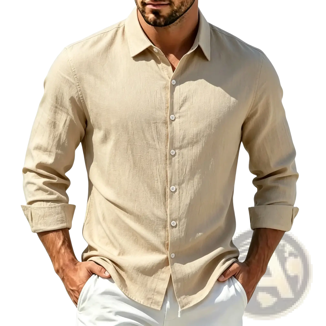 Men Cotton Casual Long Sleeve Shirt