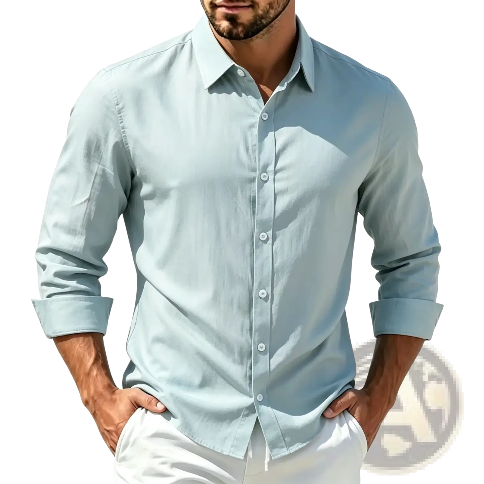 Men Cotton Casual Long Sleeve Shirt