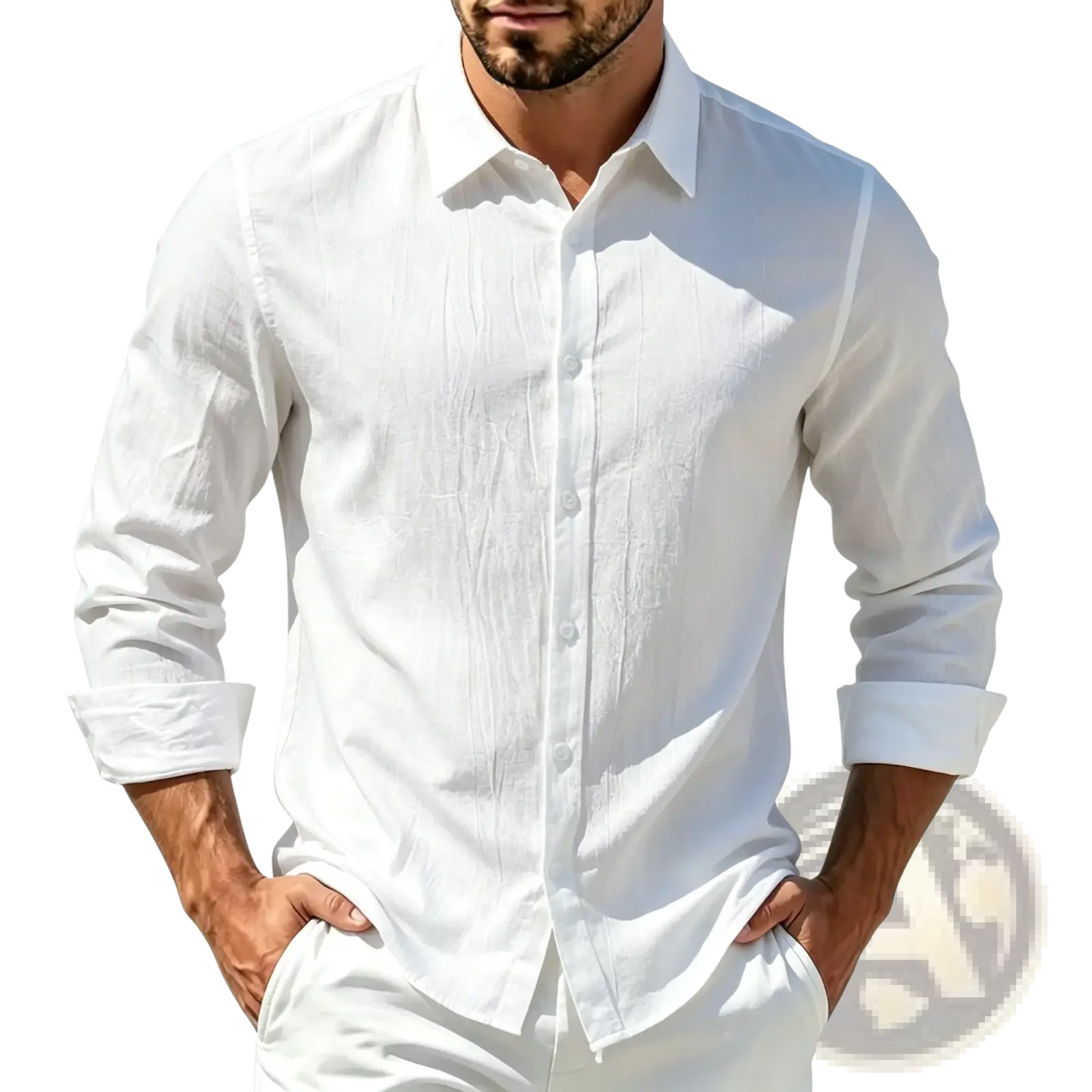 Men Cotton Casual Long Sleeve Shirt