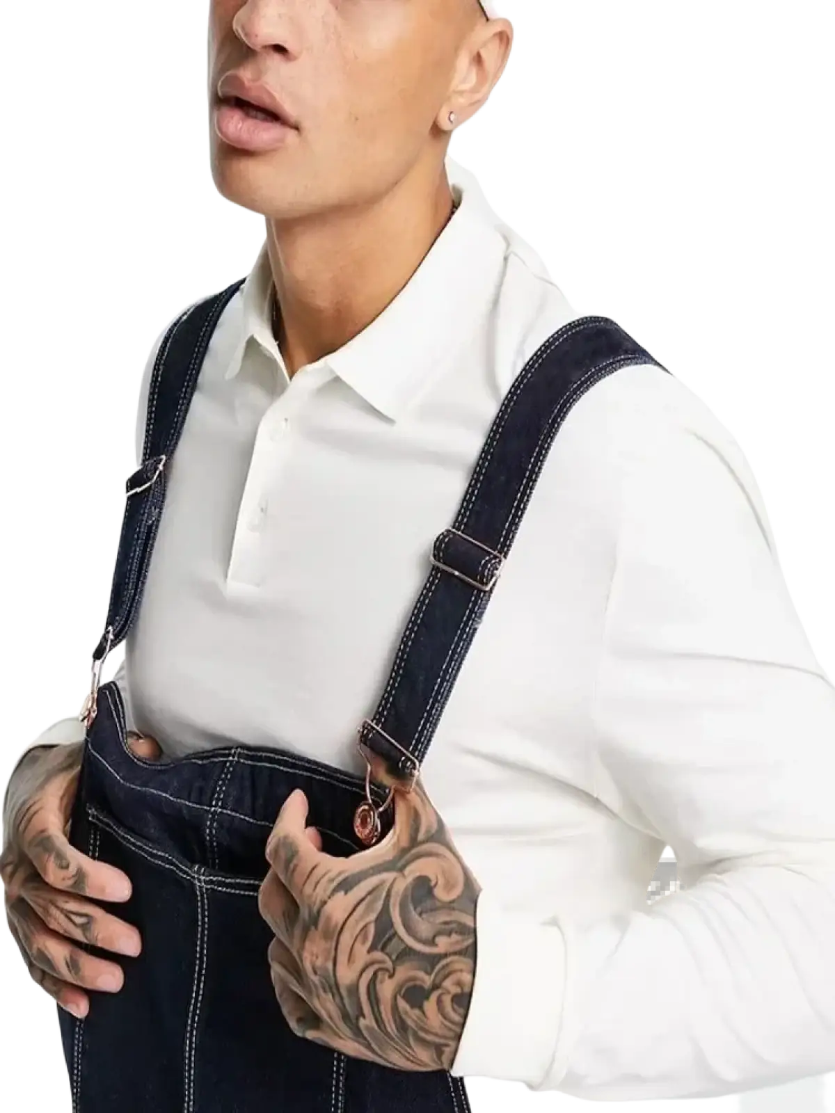 Men Denim Overalls Loose Casual Bib Jeans