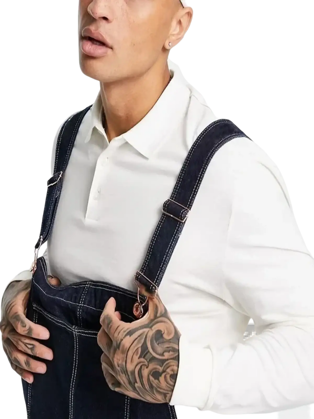 Men Denim Overalls Loose Casual Bib Jeans
