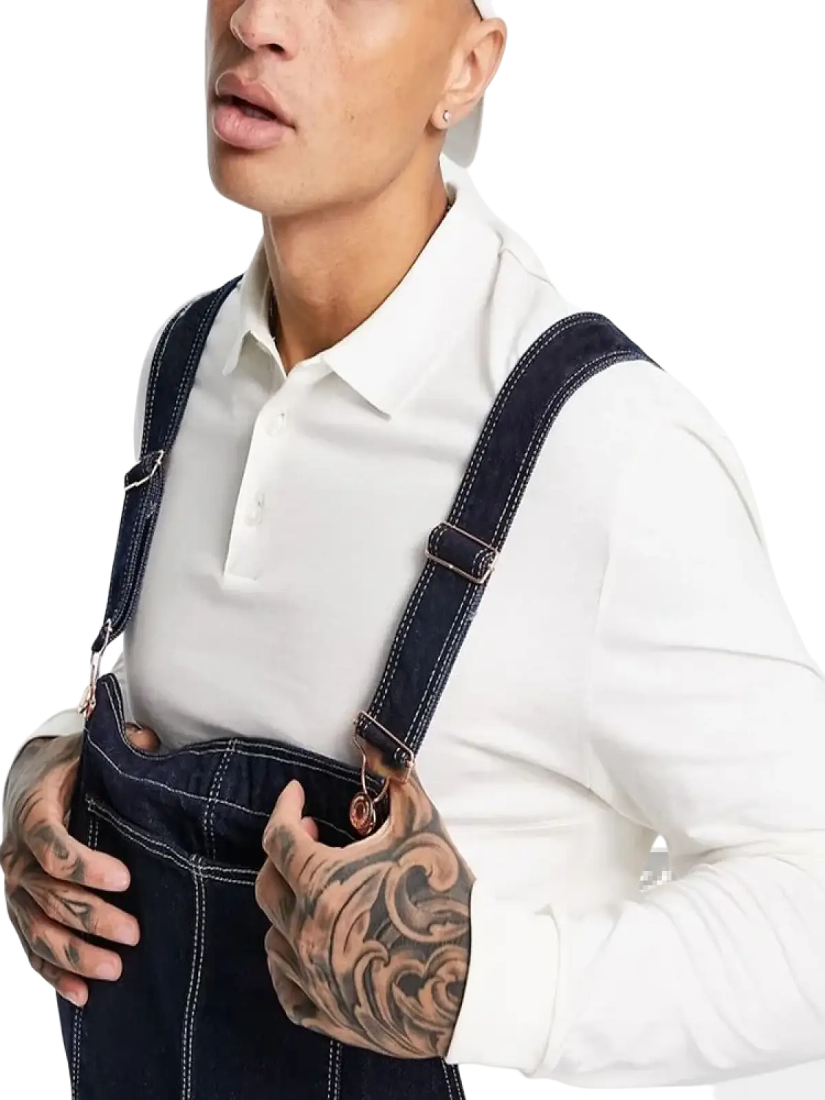 Men Denim Overalls Loose Casual Bib Jeans