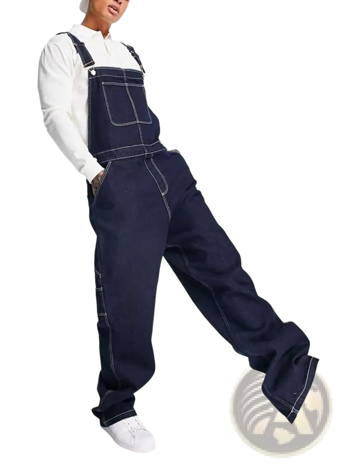 Men Denim Overalls Loose Casual Bib Jeans