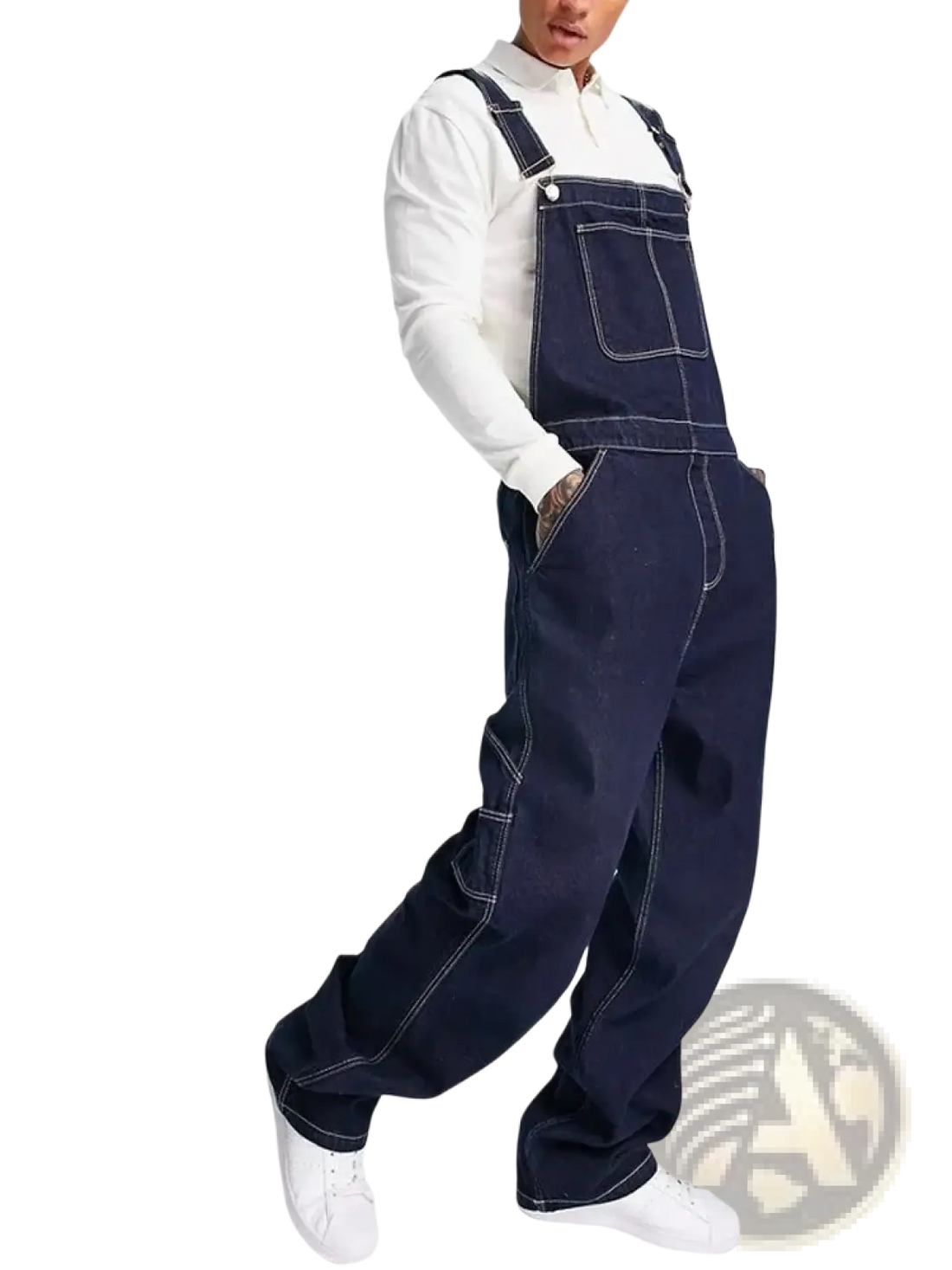 Men Denim Overalls Loose Casual Bib Jeans
