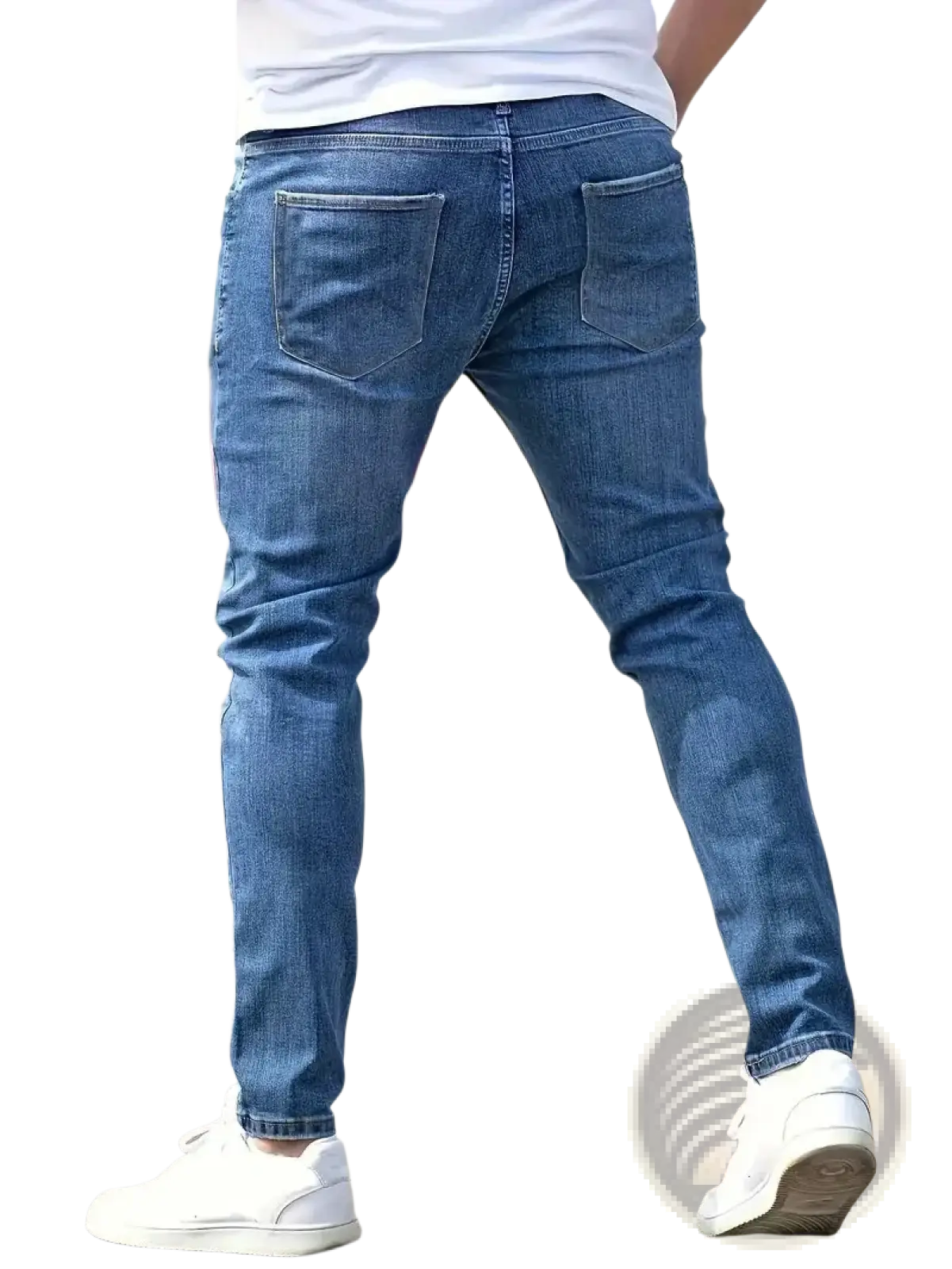 Men Distressed Skinny Jeans Vintage Slim Fit Denim Pants