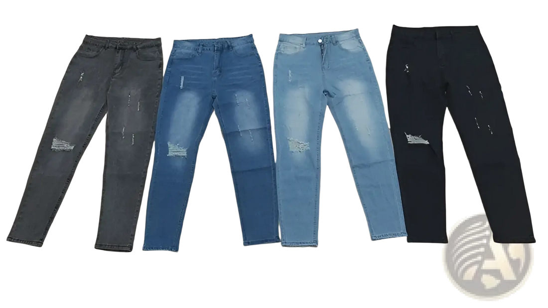 Men Distressed Skinny Jeans Vintage Slim Fit Denim Pants