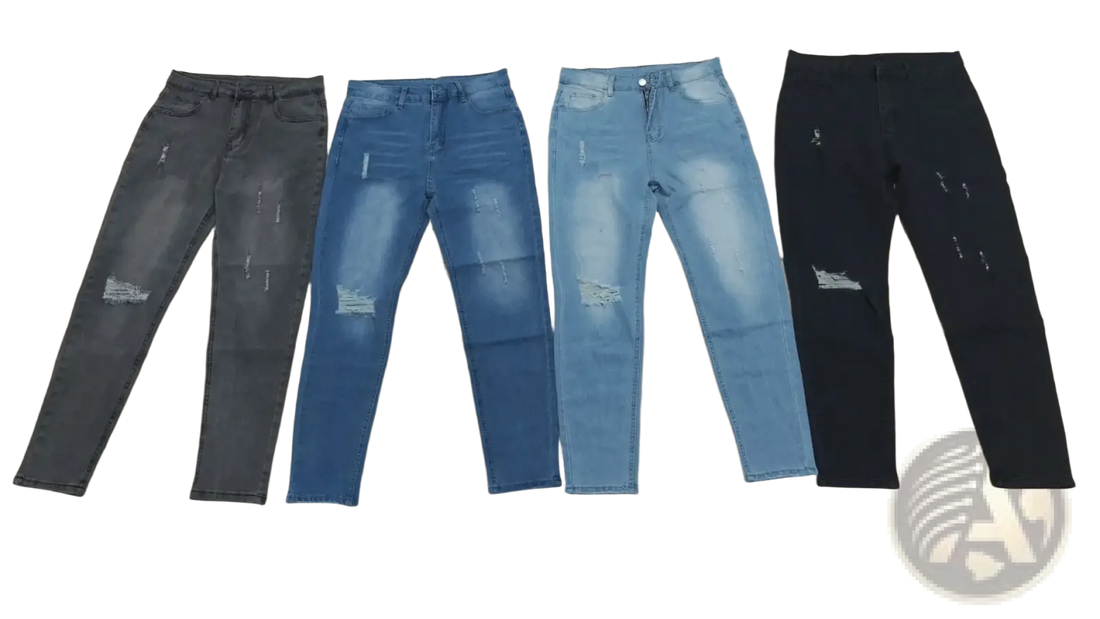 Men Distressed Skinny Jeans Vintage Slim Fit Denim Pants