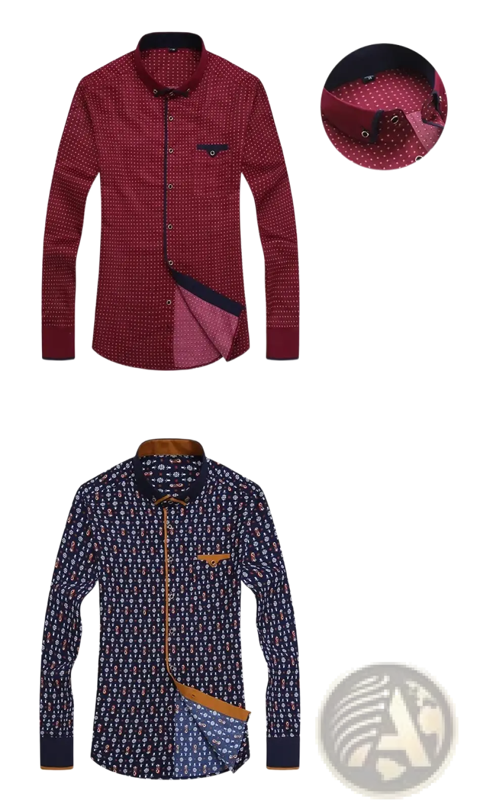 Men Floral Dress Shirt Slim Fit Long Sleeve Casual