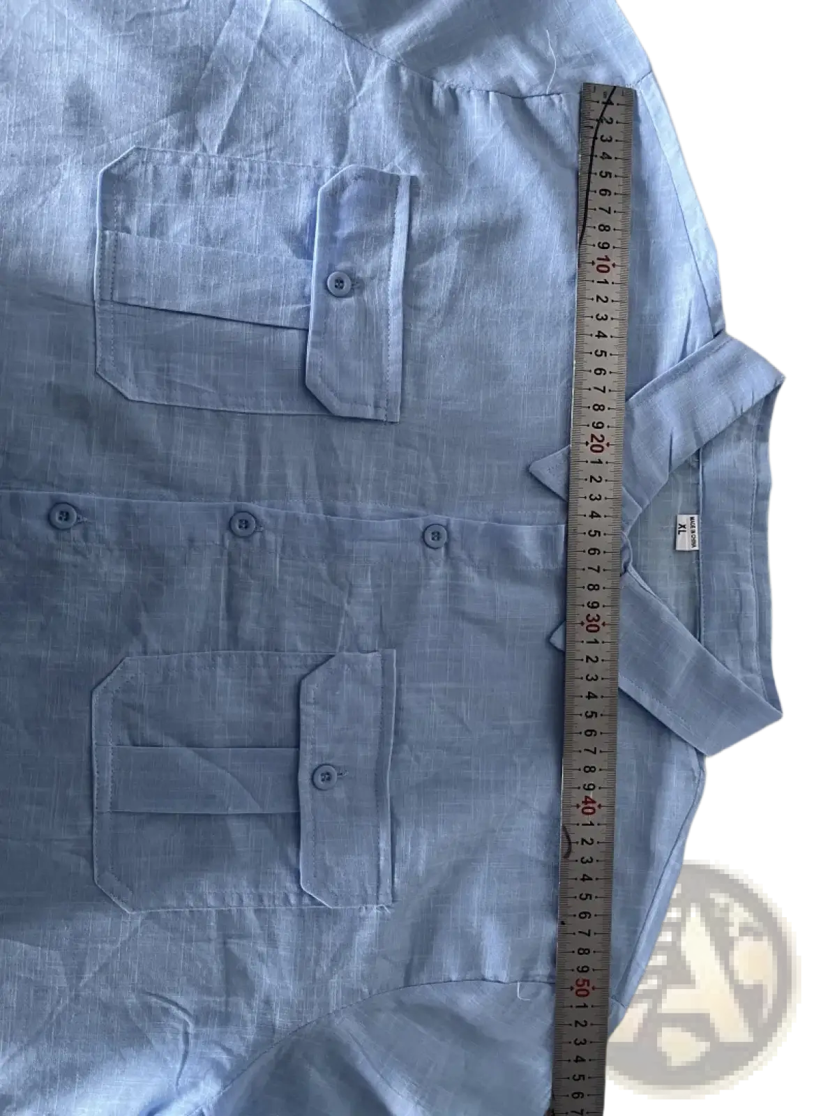 Men Linen Short Sleeve Shirt Double Pocket Casual Summer
