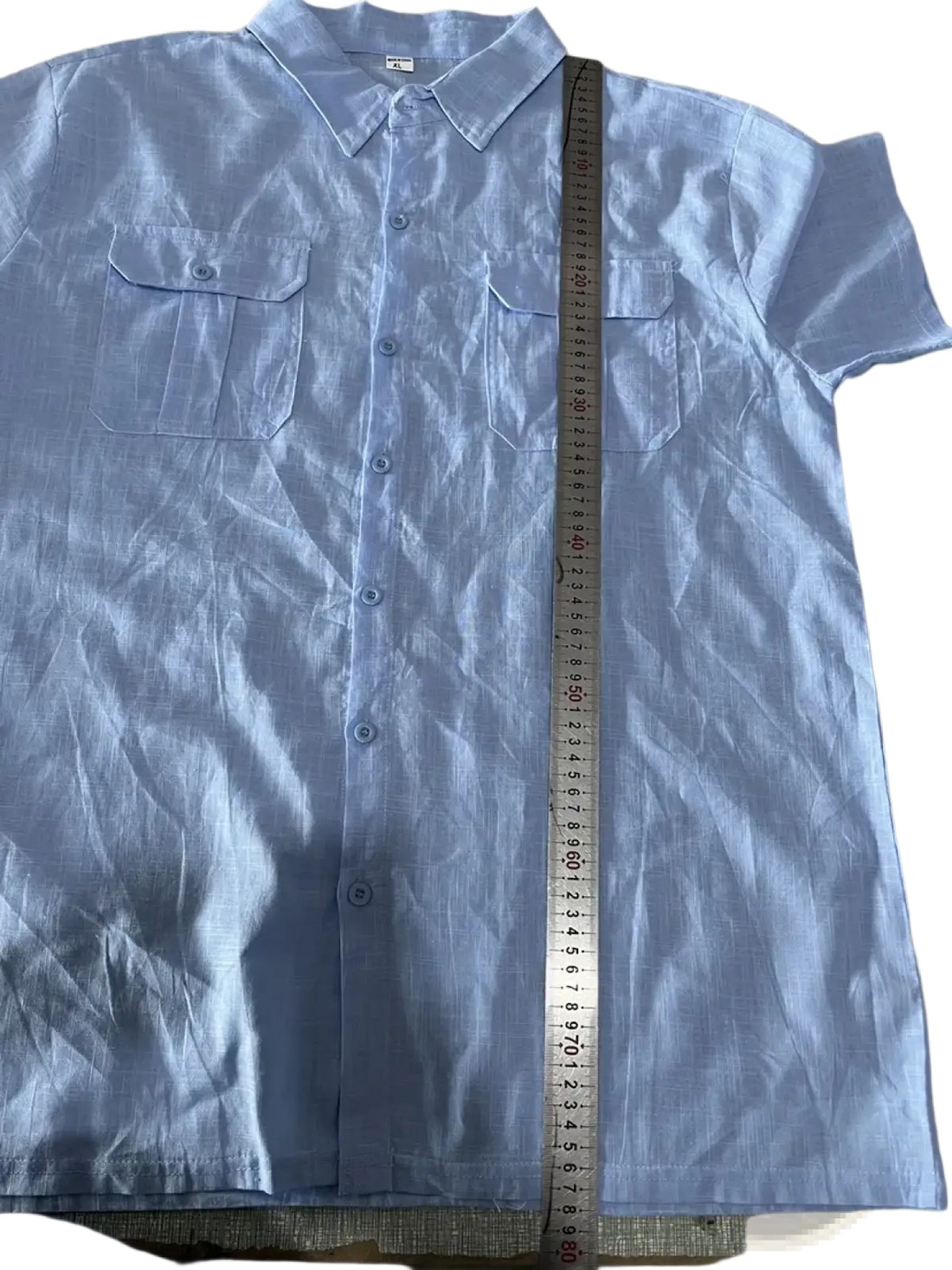 Men Linen Short Sleeve Shirt Double Pocket Casual Summer
