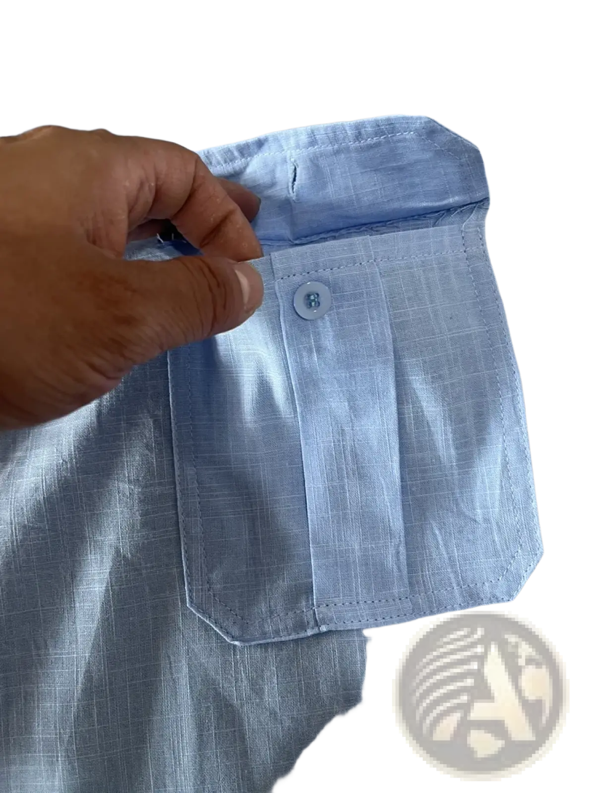 Men Linen Short Sleeve Shirt Double Pocket Casual Summer