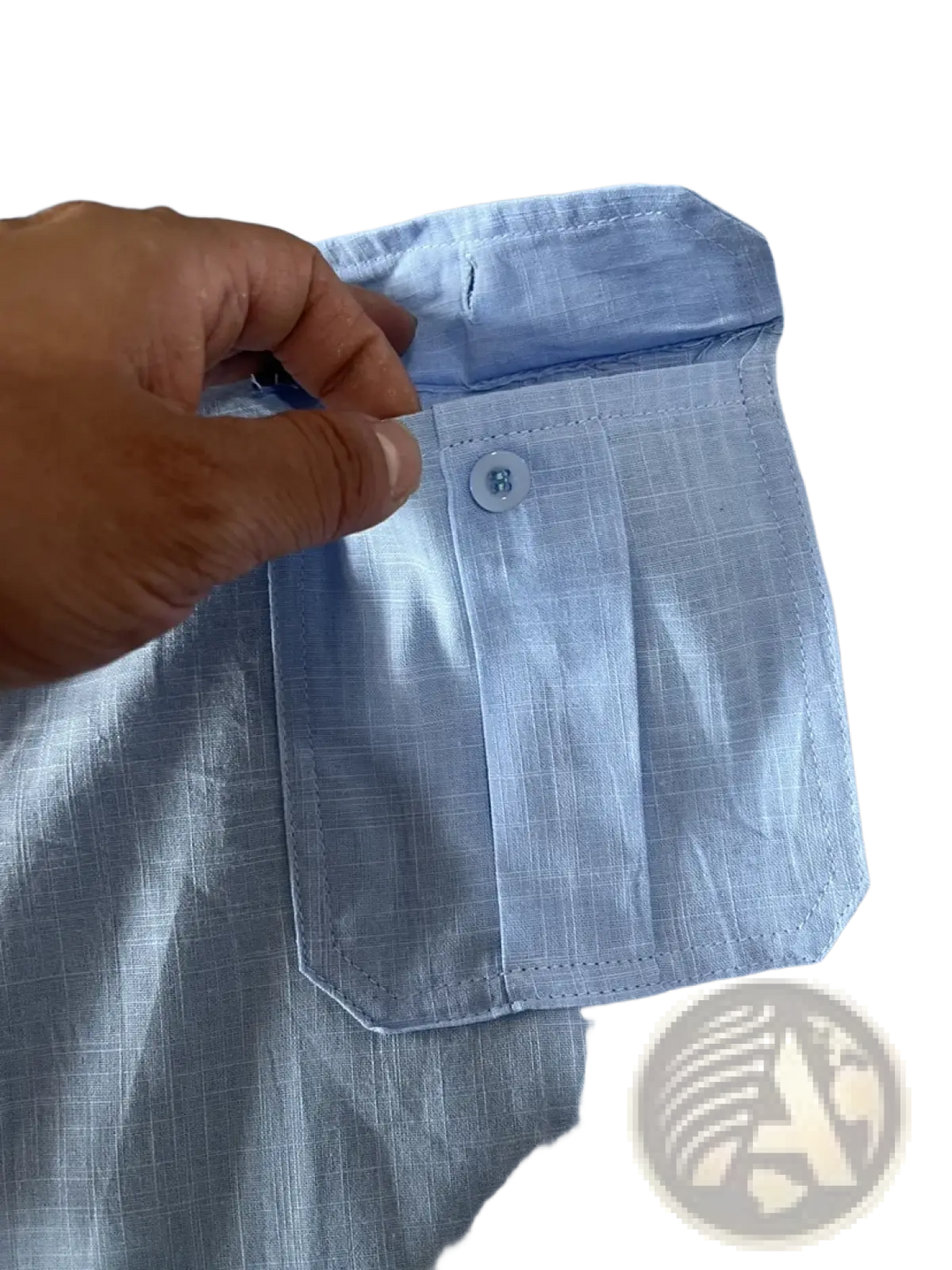 Men Linen Short Sleeve Shirt Double Pocket Casual Summer