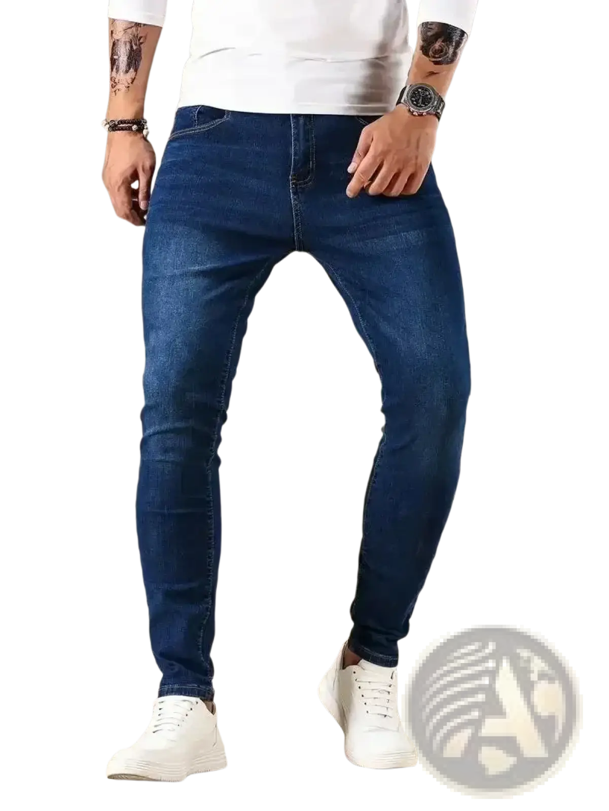 Men Slim Fit Dark Blue Denim Jeans