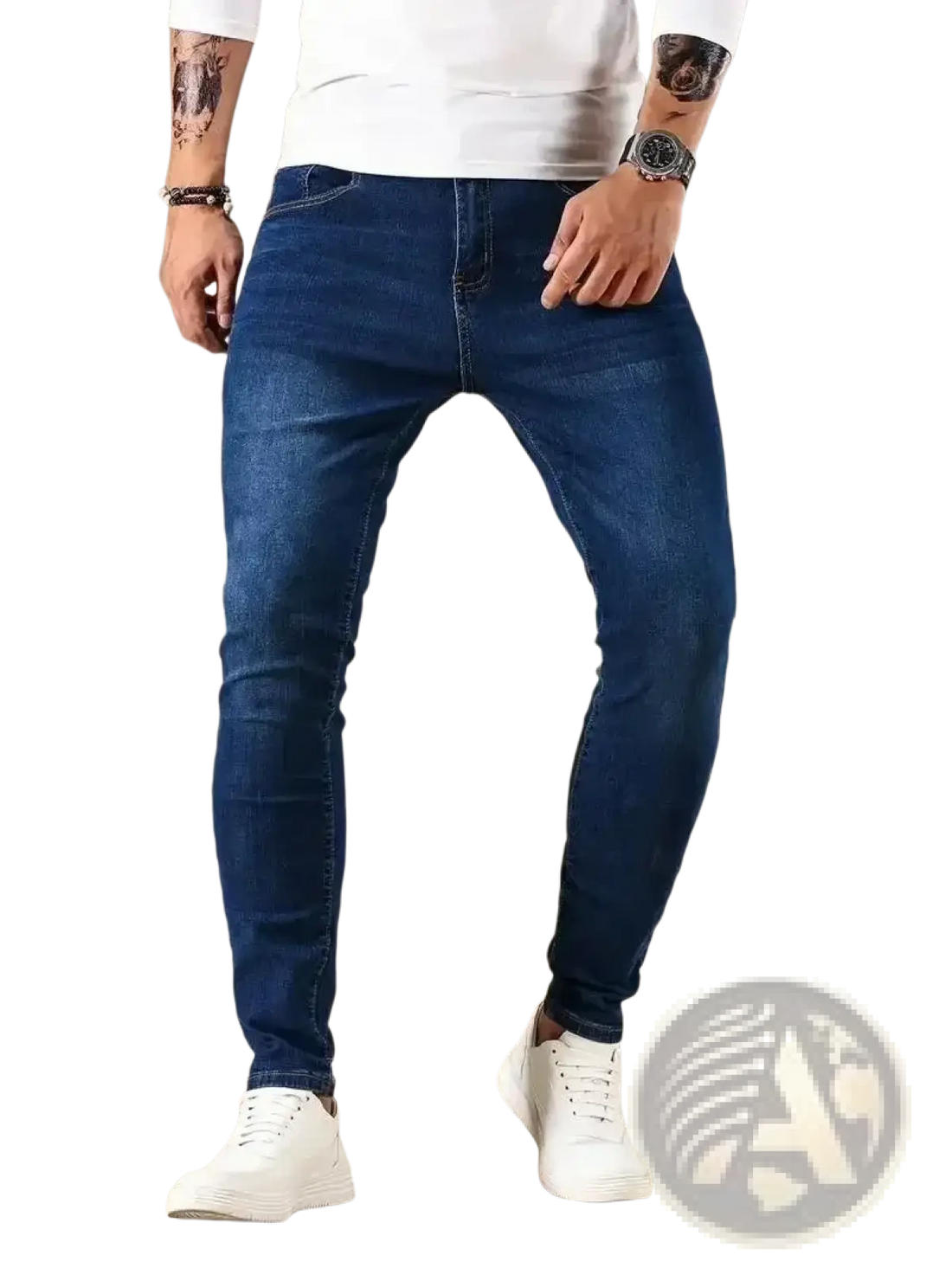 Men Slim Fit Dark Blue Denim Jeans
