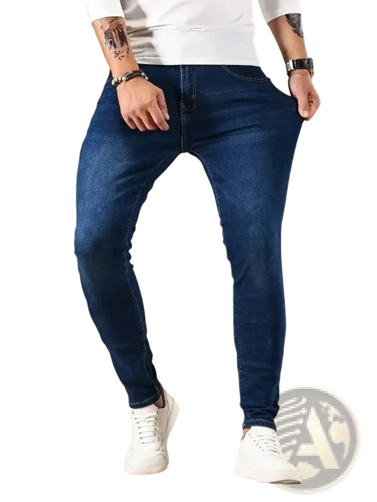 Men Slim Fit Dark Blue Denim Jeans