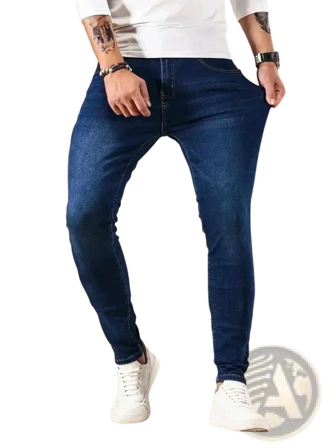 Men Slim Fit Dark Blue Denim Jeans