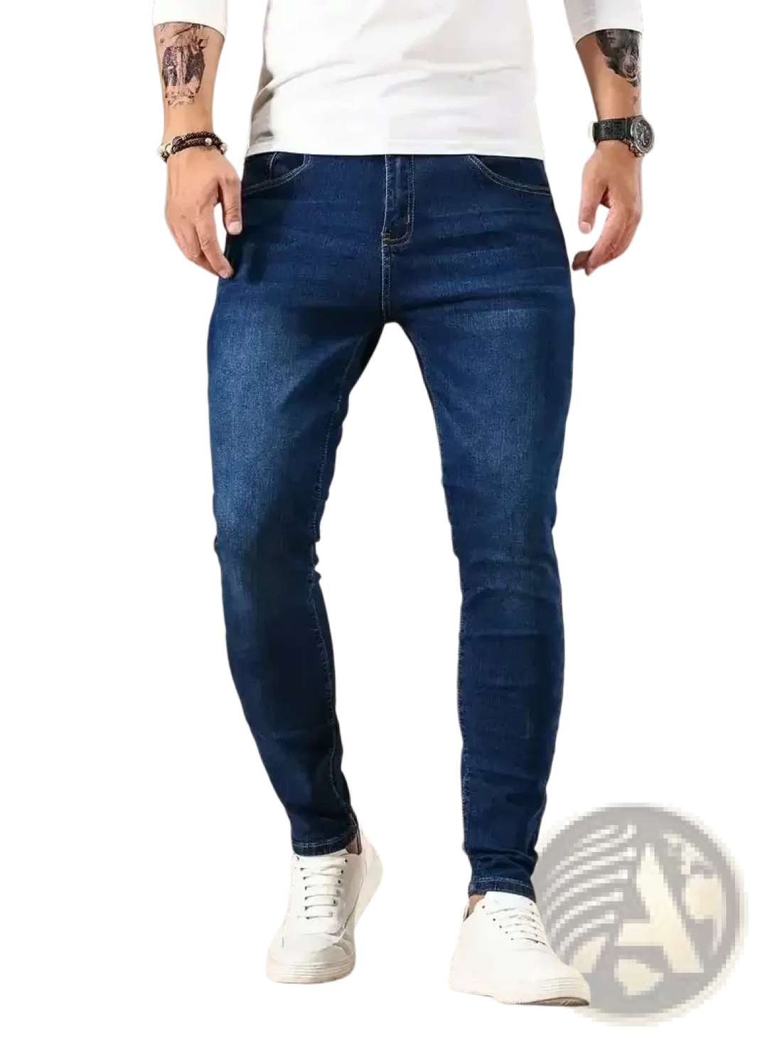 Men Slim Fit Dark Blue Denim Jeans
