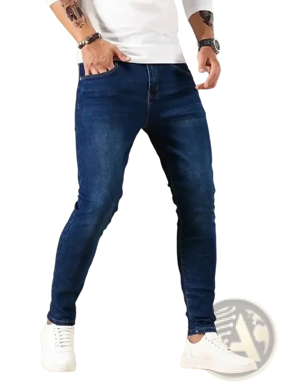 Men Slim Fit Dark Blue Denim Jeans