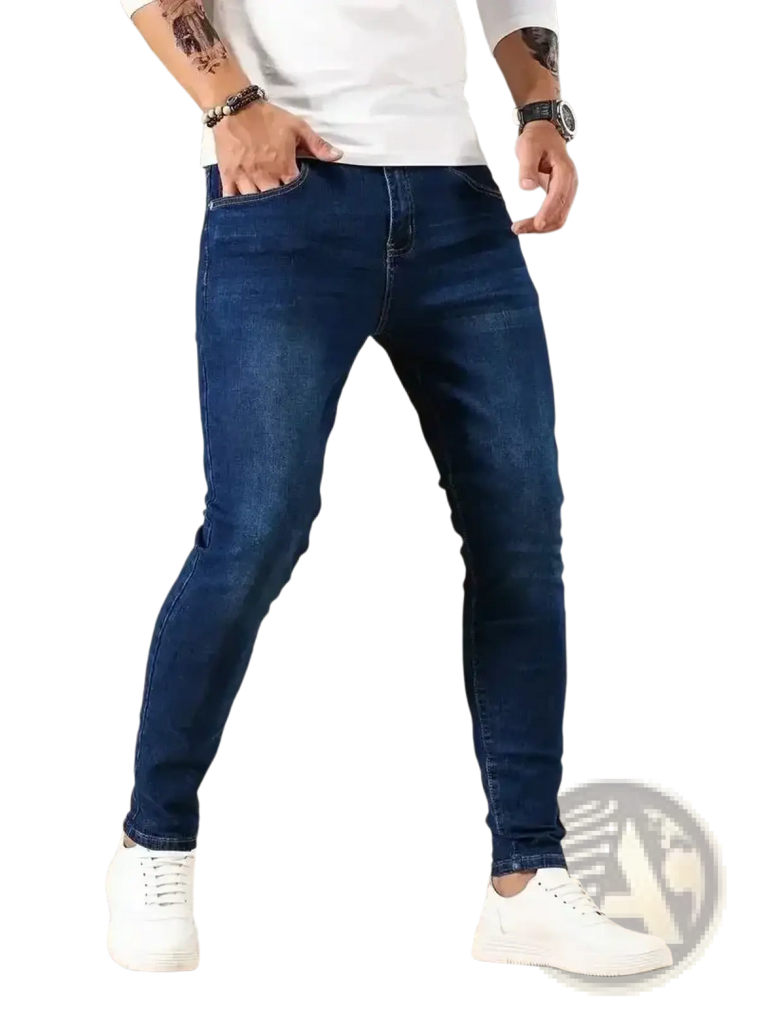 Men Slim Fit Dark Blue Denim Jeans