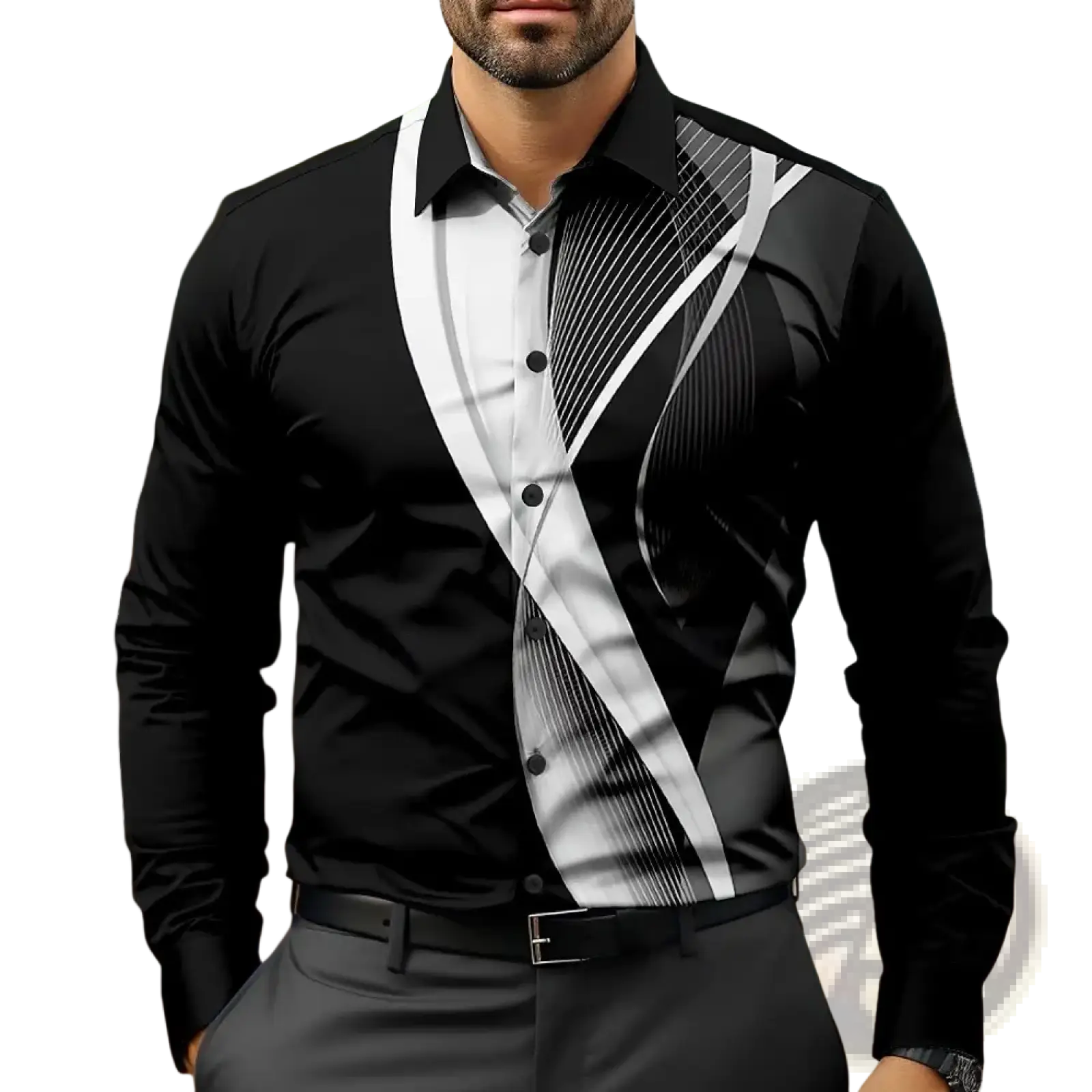 Men Striped Long Sleeve Casual Shirt