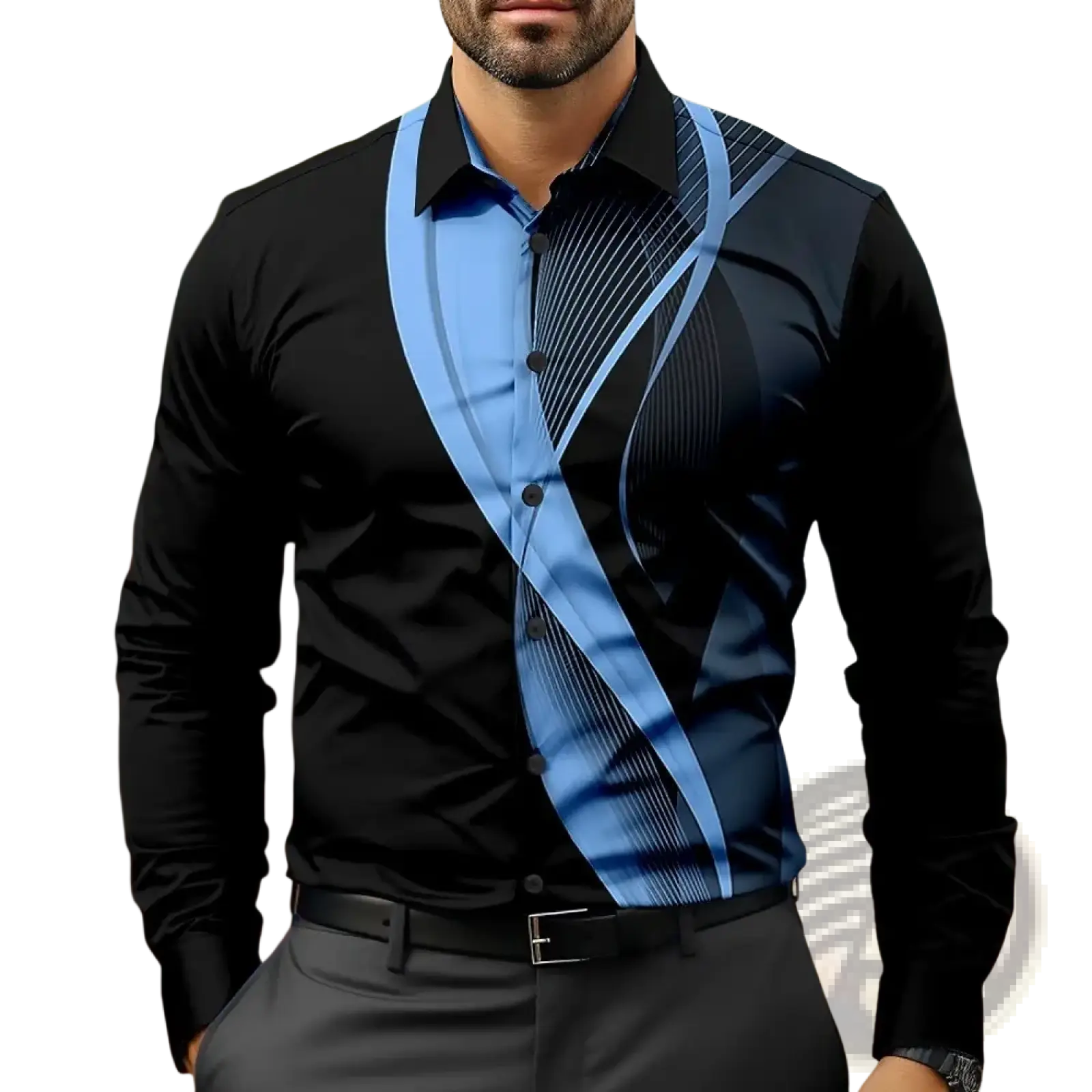 Men Striped Long Sleeve Casual Shirt