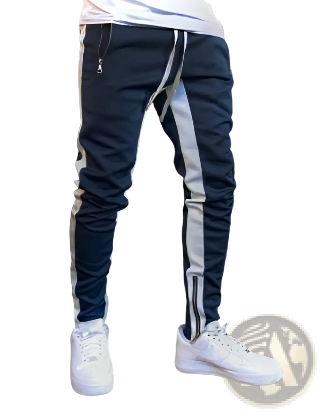 Men's Athletic Side Stripe Joggers with Zipper Cuffs
